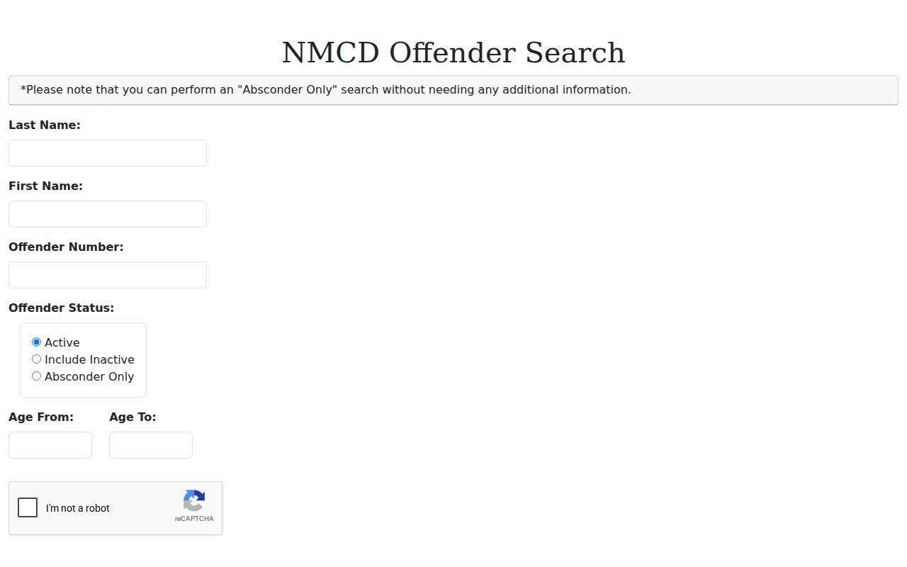 NMCD sentenced offender search after a Santa Fe County arrest transfer