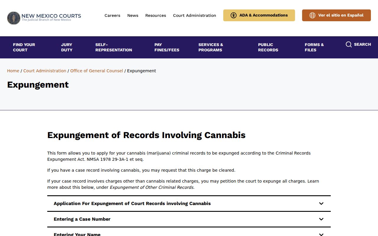 Santa Fe County criminal record expungement assistance form