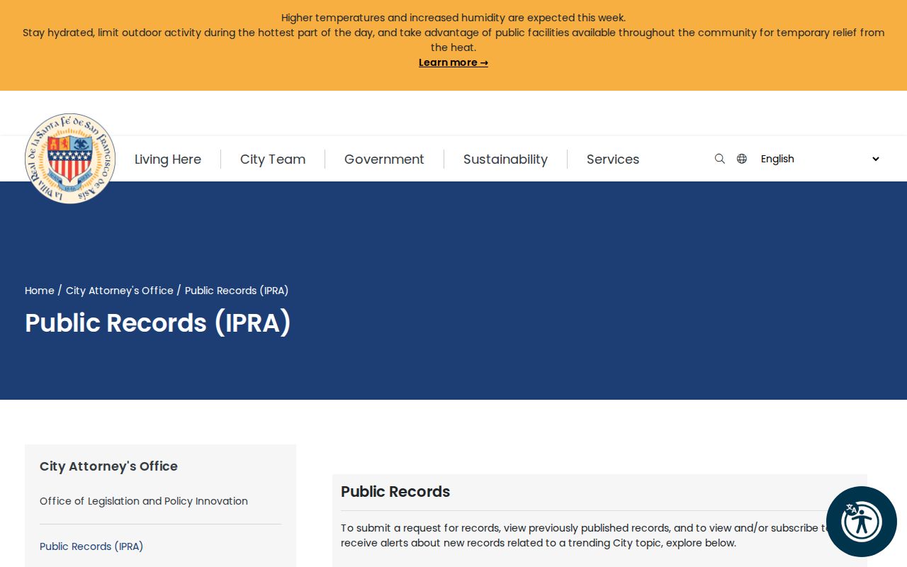 Santa Fe County criminal records IPRA request instructions