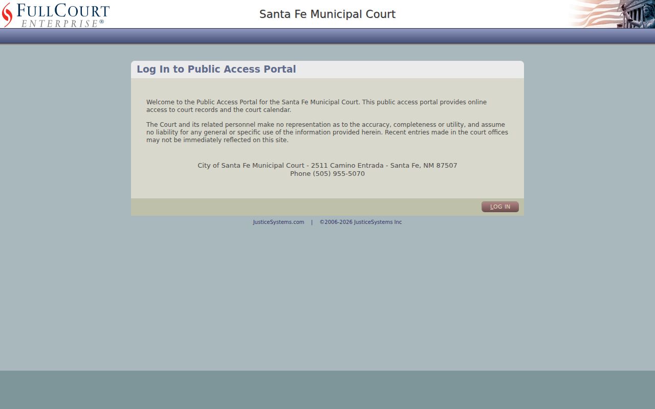 Santa Fe County criminal court records search in the Municipal FullCourt portal