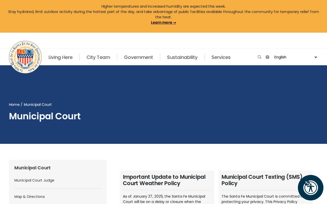Santa Fe County criminal records information from the Municipal Court